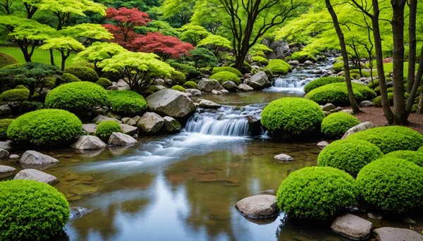 Ruisseau dans un jardin japonais : harmonies aquatiques zen